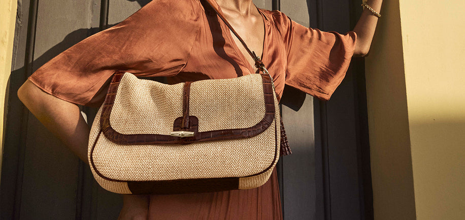 Pecan Windswept Jolene on model posing against a door